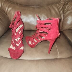 Chic Red Lace-Up Heels